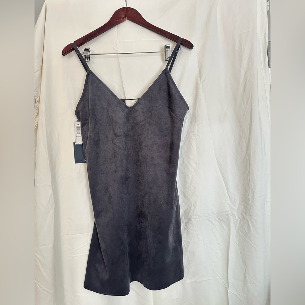Wilfred Free 2010s Aritzia Dark Charcoal Vivienne Velvet Slip Dress Dress NWT